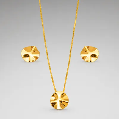 Conjunto Orgânico Redondo Liso Banhado a Ouro 18K