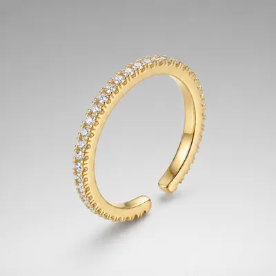 Anel Aparador Aberto com Micro Zircônias Banhado a Ouro 18K