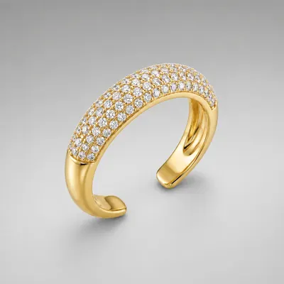 Anel Aparador 5 Fileiras de Micro Zircônias Banhado a Ouro 18K