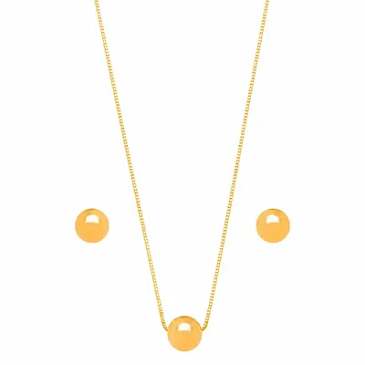 Colar Bolas Lisas Banhado a Ouro 18K