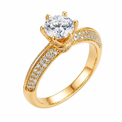 Anel Solitário Cravejado com Zircônia Cristal Banhado a Ouro 18K