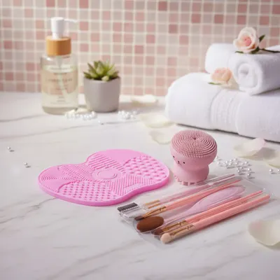 Kit Pincéis Rosa para Maquiagem