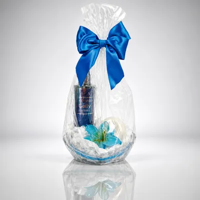 Kit Presente Garrafa com Laço Azul