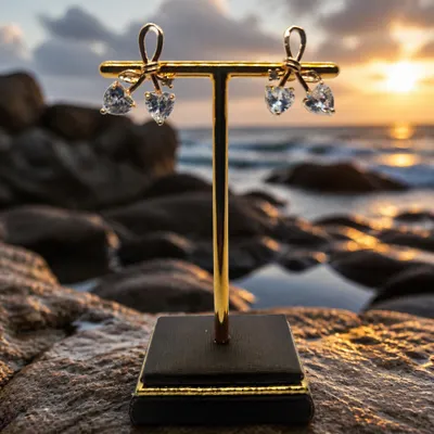 Brinco Largo com Pedras - Banhado a Ouro