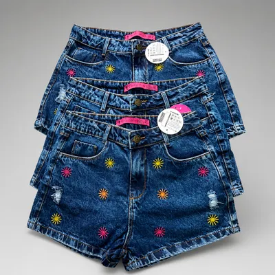 Shorts Jeans Bordados