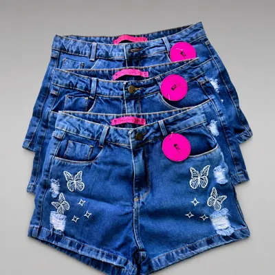 Short jeans bordado 