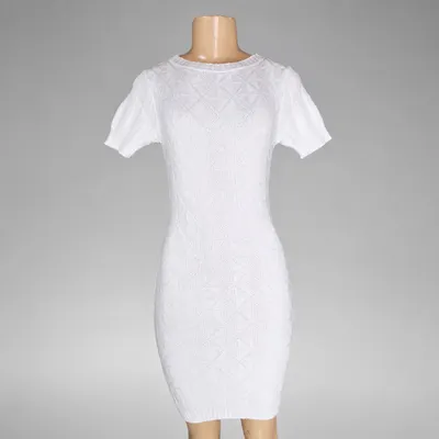 Vestido Midi Tricô Branco