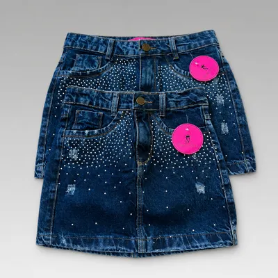 Saia jeans com pedrarias
