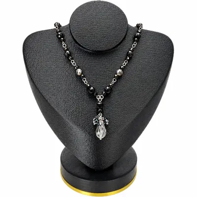 Colar Choker Pedras de Obsidiana Aço Inox