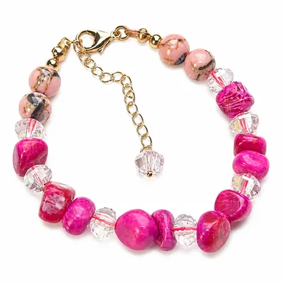 Pulseira Rosa Radiante Folheado a Ouro