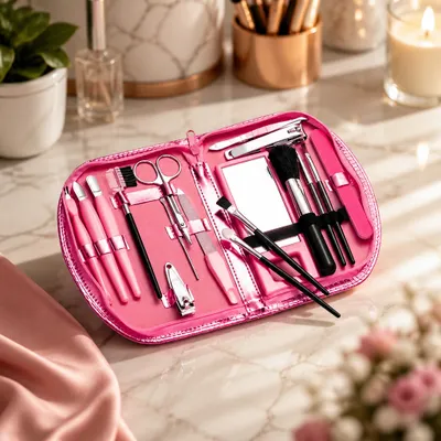 Estojo luxo rosa metalizado