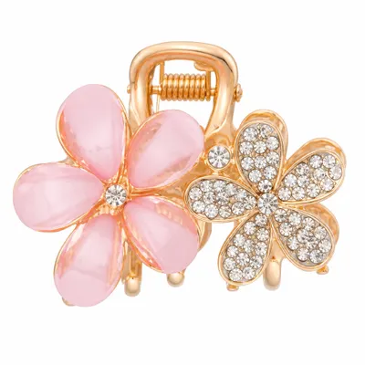 Prendedor de cabelo de flor de strass médio 