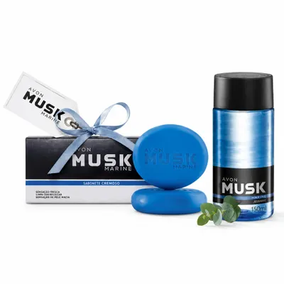 Presente Avon Musk Budy Splash150ml e Sabonete Cremoso 2Un. 90 g