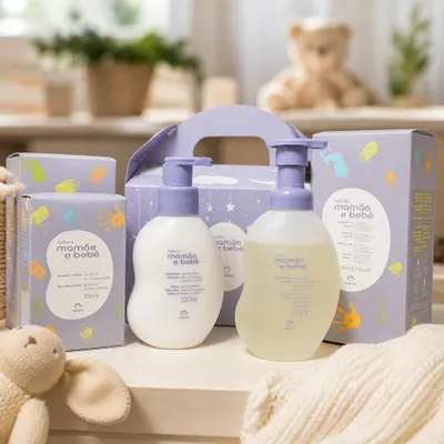 Kit mamãe e bebê colônia sabonete em espuma hidratante