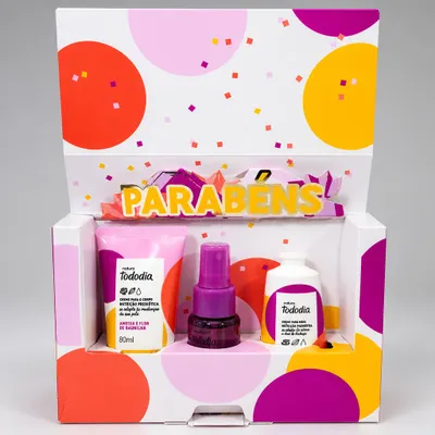Mini kit de baunilha e ameixa body splash hidratante corporal e creme de mão