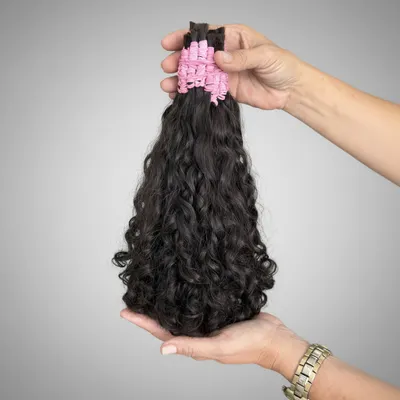 Cabelo humano cacheado 45cm caipira
