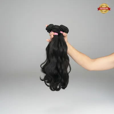 Cabelo humano 45cm ondulado na tela
