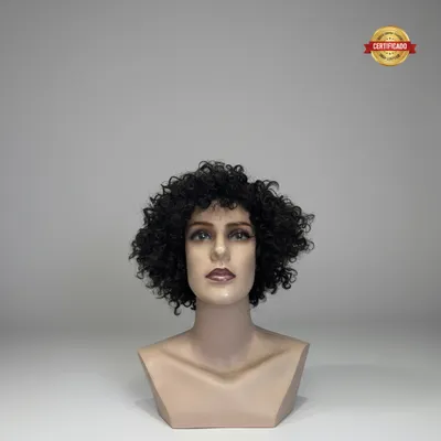 Peruca humana cacheada 25cm
