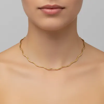 Choker onda banho dourado
