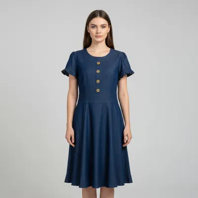 Vestido Jeans denim midi com botões