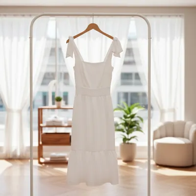 Vestido Curto branco maxi com alças