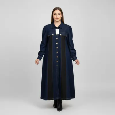 Vestido longo jeans com botões