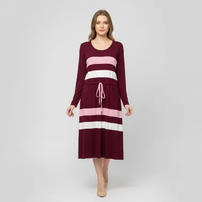 Vestido listrado marsala rosa