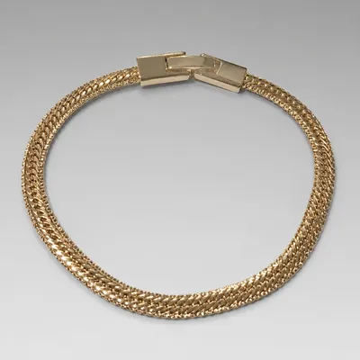 Pulseira Fio Trançado Banho Ouro