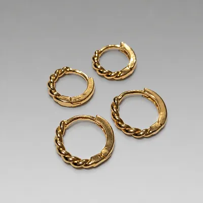 Mini Dupla de Argolinhas Torcidas Dourado 