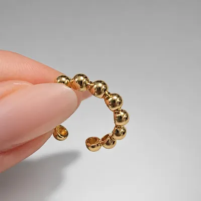 Anel Argola Bolinhas Ouro