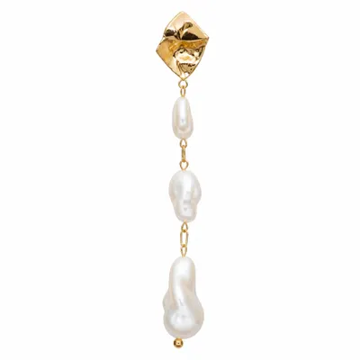 Brinco Dourado Longo Pérola