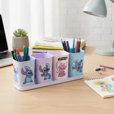 Organizador de Mesa com 4 Potes stitch