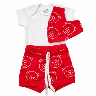 Conjunto Urso Vermelho Bebê