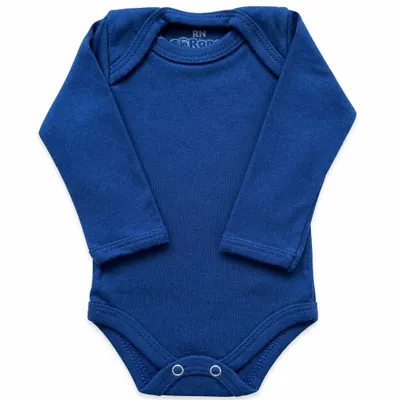 Body Bebê Manga Longa Azul