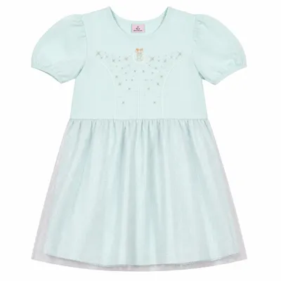 Vestido Meia Malha e Tule Glitter - Brandili
