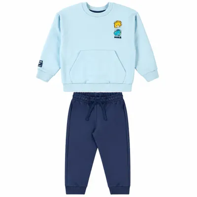 Conjunto Infantil Masculino Em Moletom Dinosaur Adventure Azul Claro - Up Baby