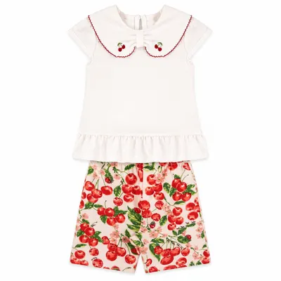 Conjunto Blusa e Bermuda cereja - Up Baby.