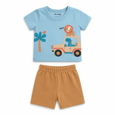 CONJUNTO MENINO CLUB CAMISETA COM ESTAMPA E BERMUDA - Brandili