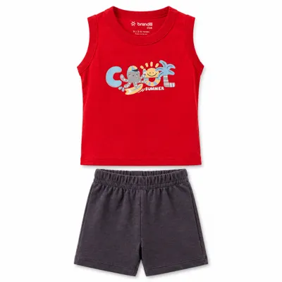 CONJUNTO MENINO CLUB REGATA COM ESTAMPA PUFF E BERMUDA - Brandili