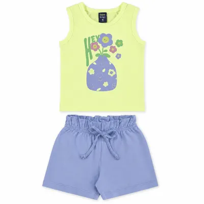 CONJUNTO BLUSA REGATA MEIA MALHA E SHORT HEY - Bee Loop.