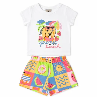 CONJUNTO BLUSA E SHORT EM COTTON - Quimby
