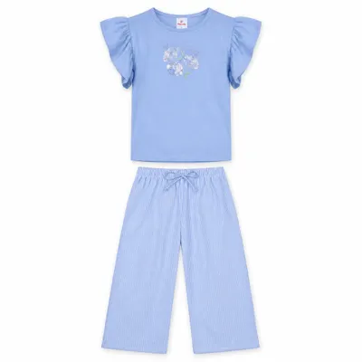 Conjunto Infantil Menina Em Meia Malha/fio Tinto - Brandili
