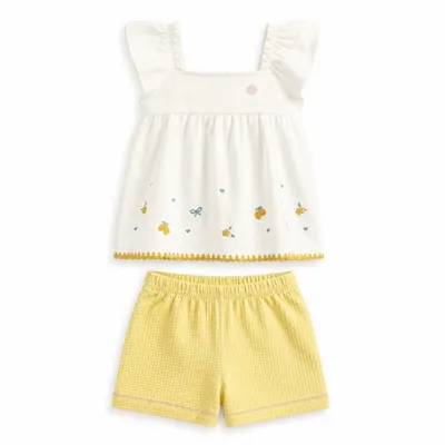 Conjunto Infantil Menina Com Blusa Bordada e Shorts - Mundi