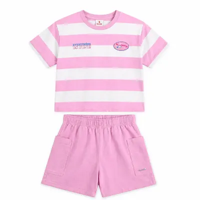 Conjunto Infantil Menina Em Meia Malha/tricoline - Brandili