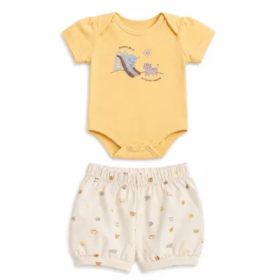 Conjunto Bebê Unissex Baby Body e Bermuda Em Cotton - Brandili 