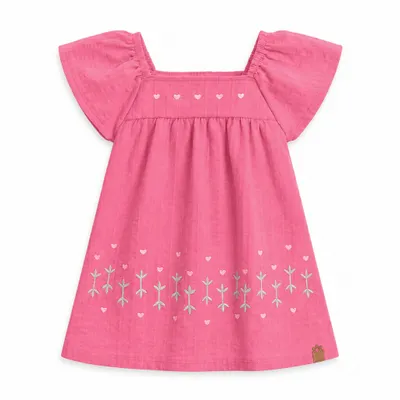 Vestido Infantil Menina Em Cotton Com Bordado - Brandili 