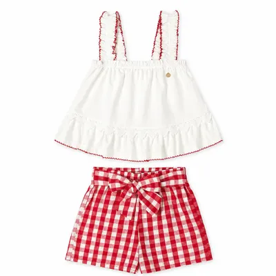 Conjunto para Menina com Bata e Short Xadrez - Up Baby