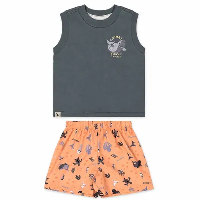Conjunto para Bebê Menino Regata Shark e Bermuda Cinza - Quimby