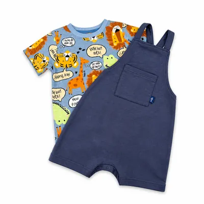 Jardineira Infantil  Menino Azul Com Body Zoo - Up Baby