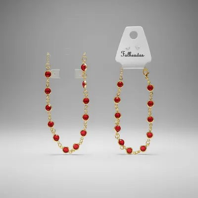 Colar e Pulseira Cristais Vermelho Folheado Ouro 18k